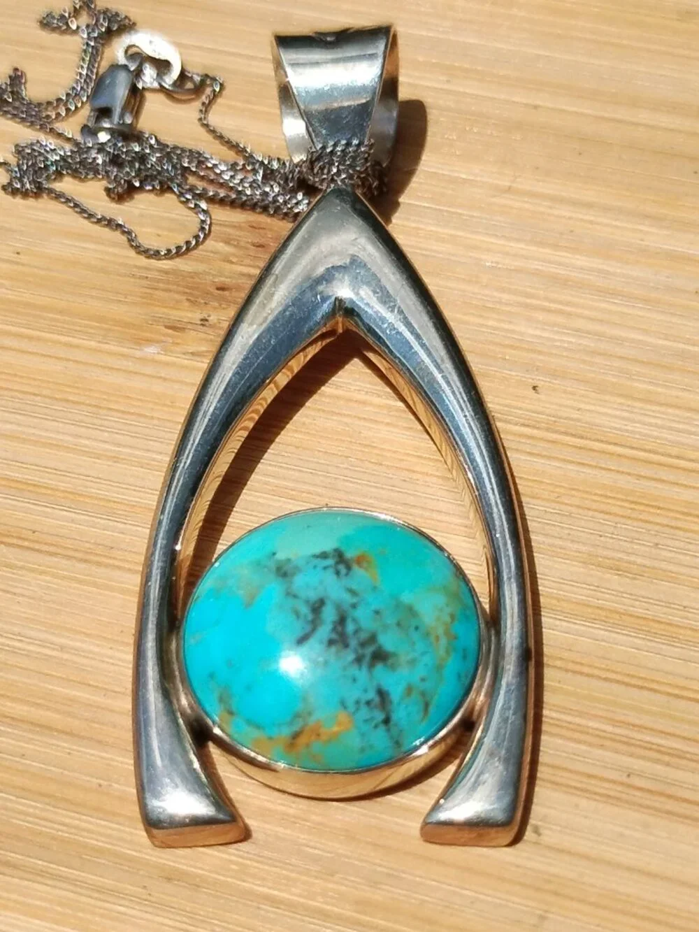 Jay King Gallery Collection Kingman Turquoise Wishbone Pendant 925 Sterling Silv